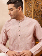Mauve Embroidered Kurta Pyjama Set