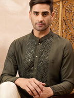 Olive Green Kurta Pyjama Set