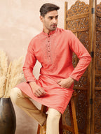 Salmon Peach Kurta Pyjama Set