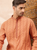 Rust Printed Kurta Pyjama Set