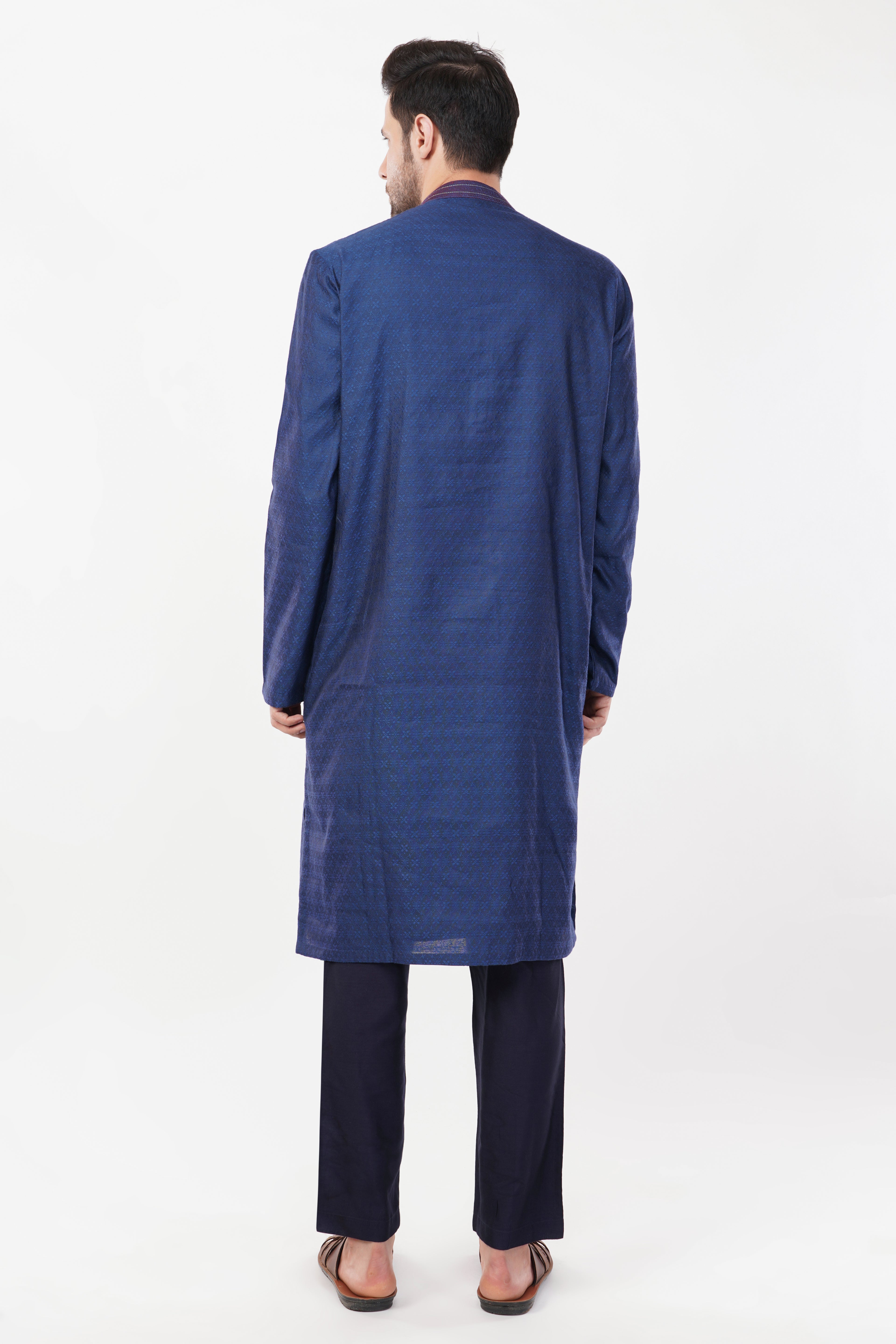 Classic Navy Resham Embroidered Kurta Set