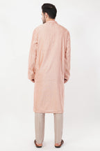 Peach Rayon Blend Printed Kurta Set