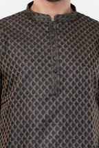 Black Poly Jaquard Subtle Embroidered Kurta Set